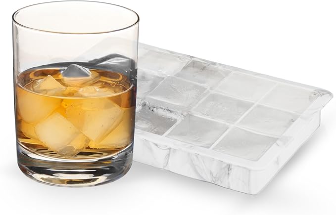 Host Ice Cube Tray with Lid, Makes 15 1.25" Cubes, Durable Silicone Trays
