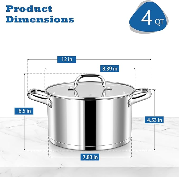 P&P CHEF 4 Quarts Cooking Stock Pot