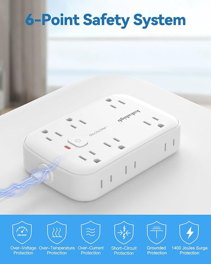 25FT Extension Cord with Outlet Cover & Multi USB, Ultra Thin Outlet Concealer