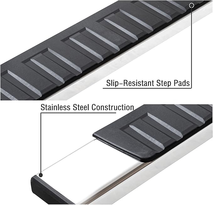 COMNOVA 6" Running Boards Compatible with 07-18 Chevy Silverado/GMC Sierra 1500 Crew Cab; 07-19 2500 3500HD. Running Boards for Silverado Crew Cab(Including in 8 Brackets with Plastic Covers)