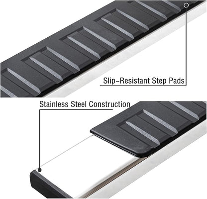COMNOVA 6" Running Boards Compatible with 07-18 Chevy Silverado/GMC Sierra 1500 Crew Cab; 07-19 2500 3500HD. Running Boards for Silverado Crew Cab(Including in 8 Brackets with Plastic Covers)