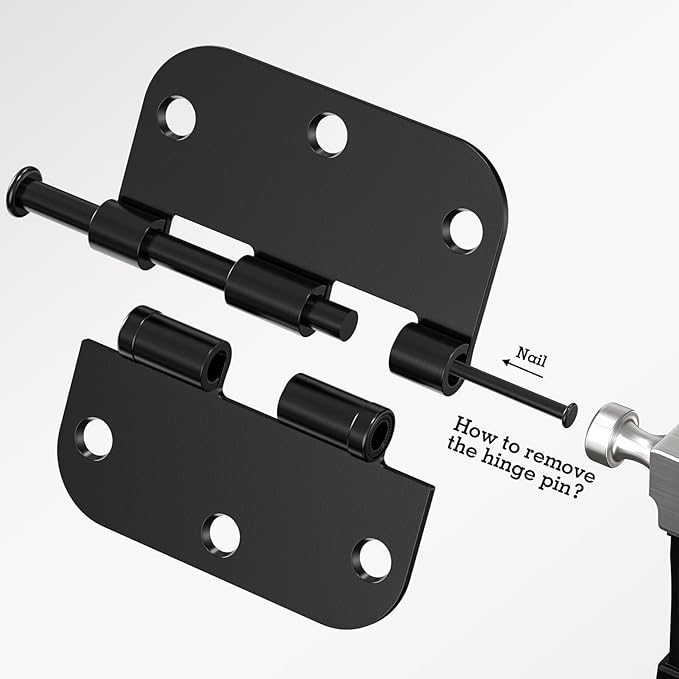 30 Pack Ball Bearing Matte Black Door Hinges 3.5 Inch 5/8" Radius Round Squeak