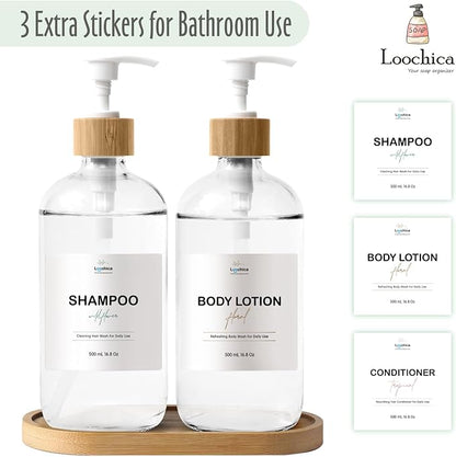 LOOCHICA Clear Glass Soap Dispenser Set