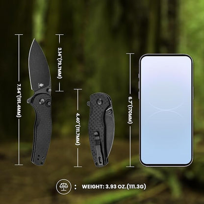 Kizer Mini Grouper Folding Pocket Knife, Nitro-V Steel Blade G10 Handle EDC Knife, Button Lock Knife with Pocket Clip for Men Women, Sharp Camping Hiking Survival Knives V3669A2