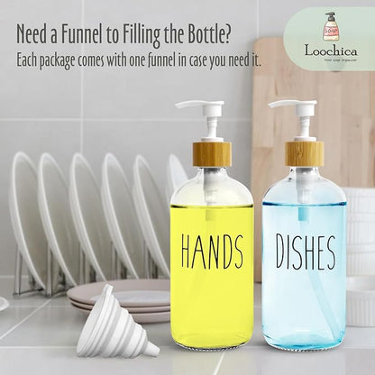 LOOCHICA 2 Pack Clear Glass Soap Dispenser
