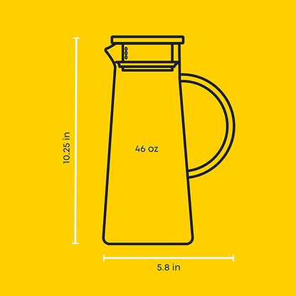 JoyJolt Glass Pitcher with Lid - 50oz Borosilicate Water Carafe
