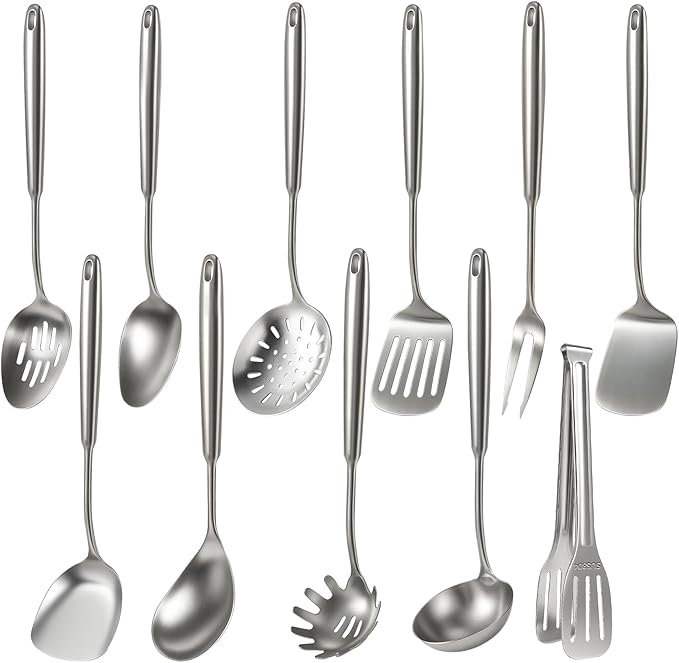 Newness 11 Pcs Cooking Utensils Set, 304 Stainless Steel Kitchen Utensils Set