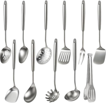 Newness 11 Pcs Cooking Utensils Set, 304 Stainless Steel Kitchen Utensils Set