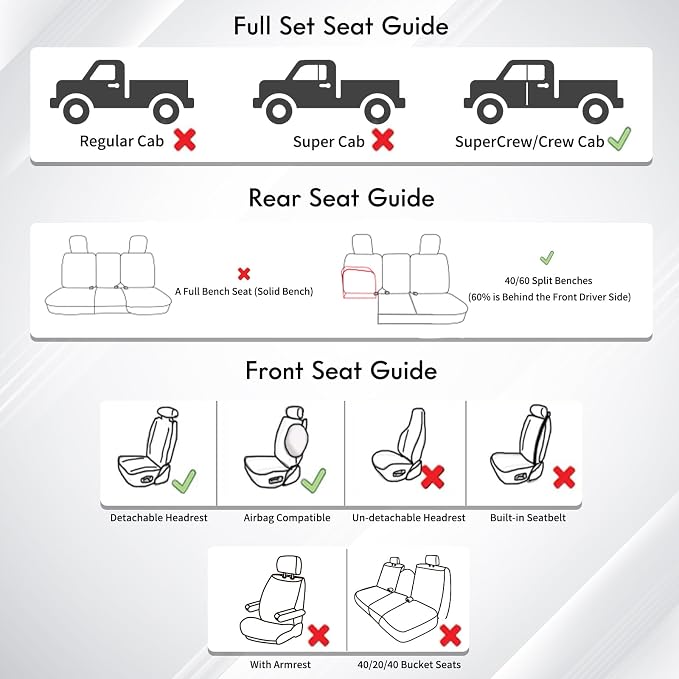 Huidasource F150 F250 F350 Front&Rear Leather Seat Covers Fit for 2015-2025 Ford F150 SuperCrew & 2017-2025 F250 F350 F450 Super Duty Crew Cab XL XLT Lariat King Ranch Platinum(Full Set/Beige)