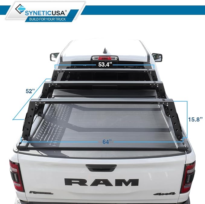 Syneticusa ER Power Retract Hard Tonneau Cover with Rack Kit Fits 2004-2026 Ford F-150 6’7” (78.9”) Truck Bed Off Road Overlanding Retractable