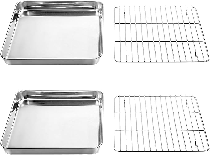 Wildone Baking Sheet with Rack Set, Stainless Steel Cookie Pan baking Tray with