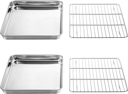 Wildone Baking Sheet with Rack Set, Stainless Steel Cookie Pan baking Tray with