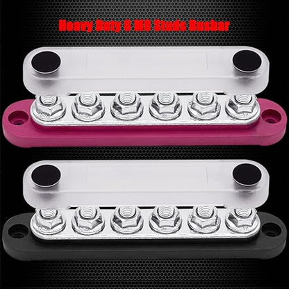 6 x M8 Studs Power Distribution Block Bus Bar 12V, Ampper 5.9" HD 200A Marine