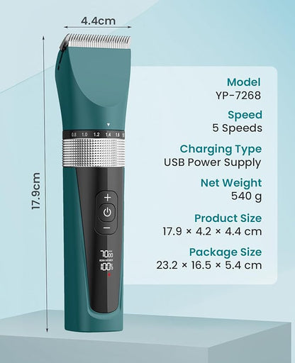 oneisall Cat Clippers for Matted Hair, 5-Speed Quiet Cat Grooming kit, Cordless