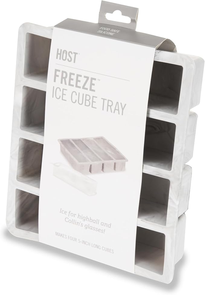 Host Ice Cube Tray, Makes Four 5-Inch Long Cubes, Durable Silicone Trays