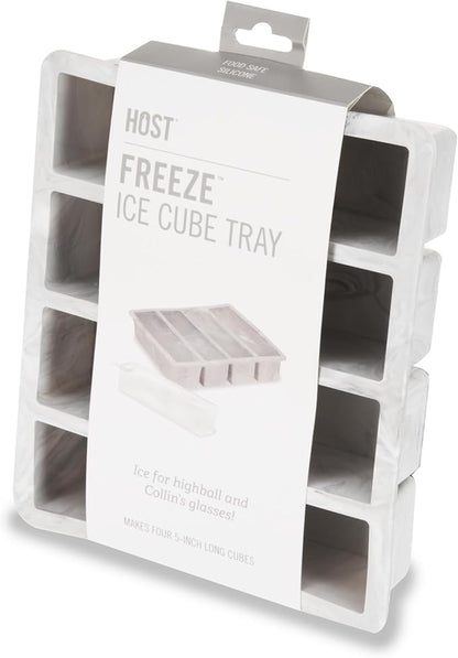 Host Ice Cube Tray, Makes Four 5-Inch Long Cubes, Durable Silicone Trays