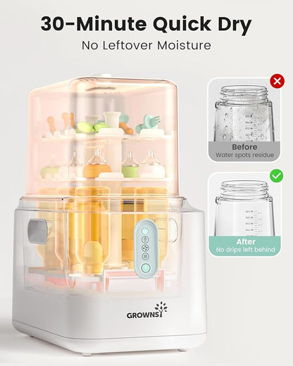 Grownsy 3 Layers Large Capacity Bottle Sterilizer and Dryer, 45% Faster