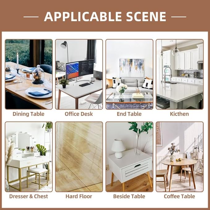 Warmstar Clear Table Cover Protector 40 x 84 Inch,1.5mm Thick Plastic Table Cover Rectangle,PVC Clear Table Protector,Desk Protector Mat for Kitchen, Dresser, Writing Desk，Dining Room Table