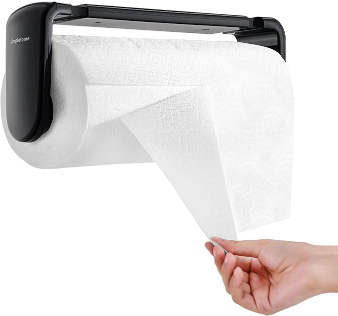 simpletome Paper Towel Holder ONE Hand Tear Adaptive Tension Arm Adjustable