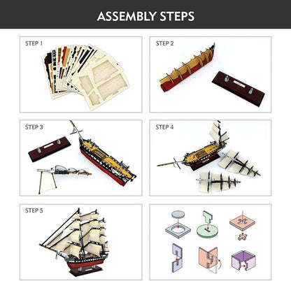 CubicFun 3D Ship Puzzles for USS Constitution Sailing Boat Models for Adults and Teens Toys, 193 Pieces