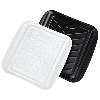 Tovolo Prep & Serve BBQ Trays Pack of 2 (Small - Black/White) - Serving Trays for Kitchen, Grill, Meal Prep, Smoker, Griddle, Barbeque, & More/BPA-Free & Dishwasher-Safe