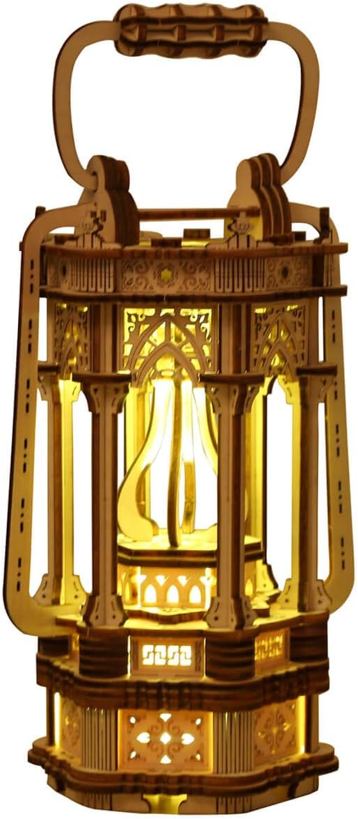 3D Wooden Puzzles for Adults 145pcs LED Light Vintage Lantern DIY Wooden Assembly Kit for Teens Home Decor