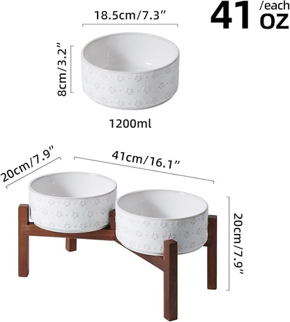7.3inch Ceramic Raised Double Bowls Set
