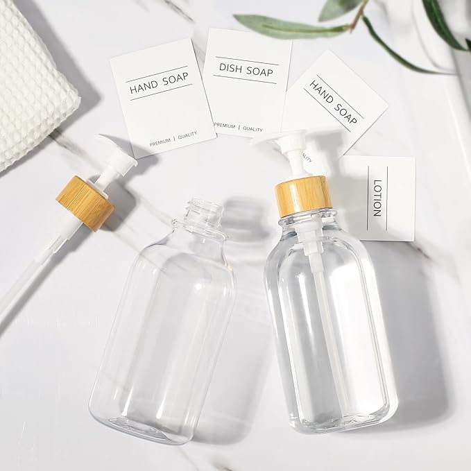 KASUNTING Clear Soap Dispenser, 2 Pack Plastic Dish Soap Dispenser