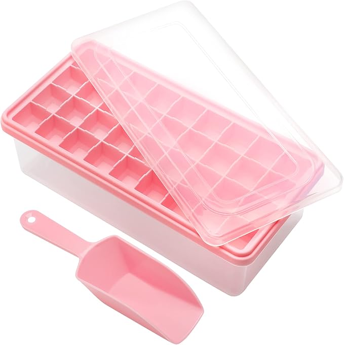 Silicone Ice Cube Tray with Leak-Proof Lid & Storage Bin