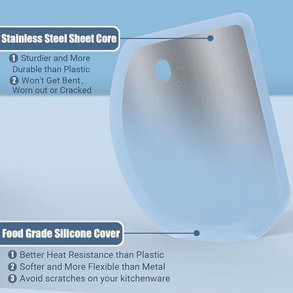 Silicone Dough Scraper with Stainless Steel Sheet, Curved Edge Flexible Bowl