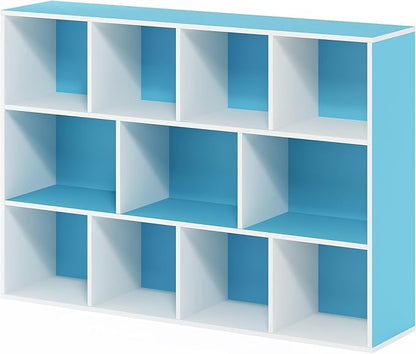 Furinno LUDER Book Shelf, 11-Cube Bookshelf, Reversible Bookcase, 9.4 x 29.1 x