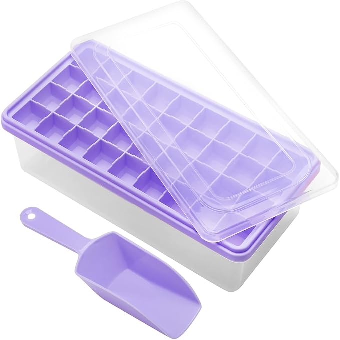 Silicone Ice Cube Tray with Leak-Proof Lid & Storage Bin