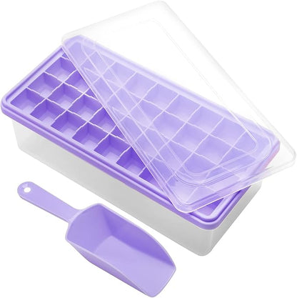 Silicone Ice Cube Tray with Leak-Proof Lid & Storage Bin
