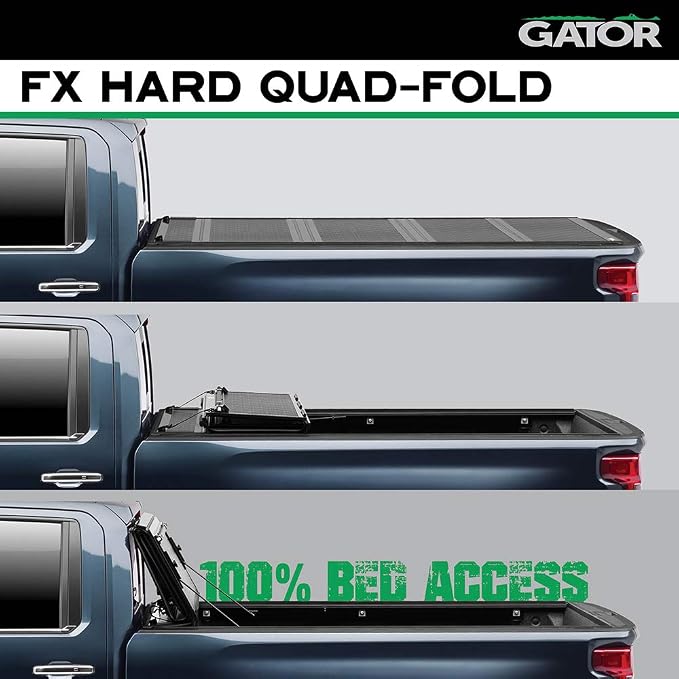 Gator FX Hard Quad-Fold Truck Bed Tonneau Cover | 8828409T | Fits 2007 - 2021 Toyota Tundra w/ track system, will not work with Trail Edition models 5' 7" Bed (66.7")