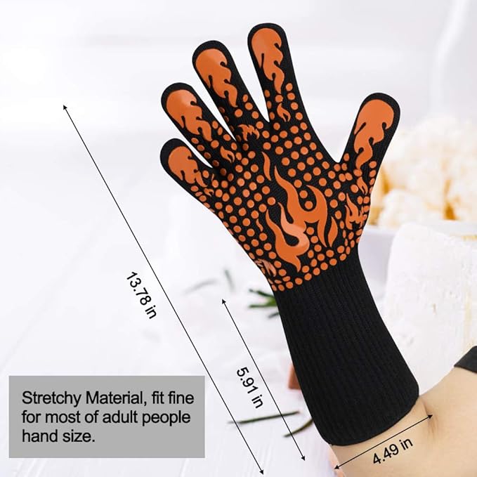 Comsmart BBQ Gloves, 1472 Degree F Heat Resistant Grilling Gloves Silicone