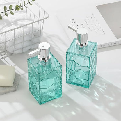 2 Pack Clear Teal Blue Rust Proof Soap Dispenser, Acrylic Plastic Hand Soap