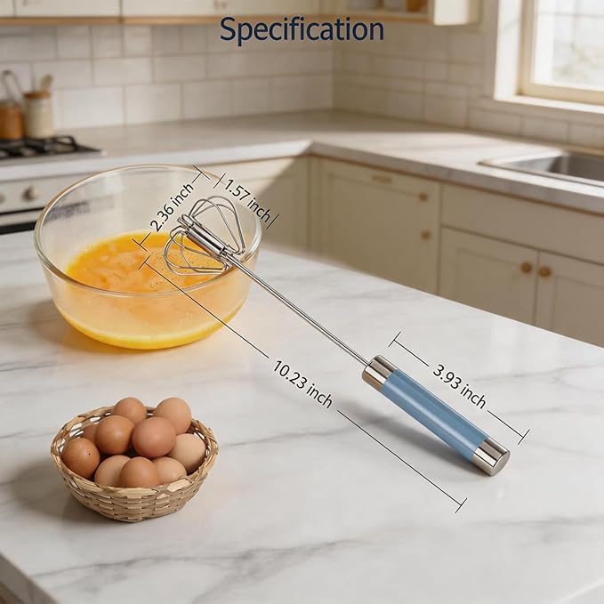 2 Pack Semi Automatic Whisk, Stainless Steel Mini Hand Push Whisks