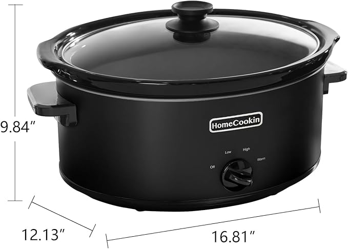 HOMECOOKIN 8 Quart Slow Cooker Oval Manual Pot Food Warmer