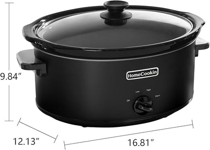 HOMECOOKIN 8 Quart Slow Cooker Oval Manual Pot Food Warmer