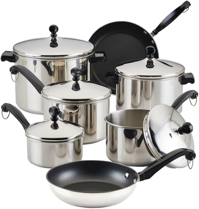 Farberware Classic Stainless Steel Cookware Pots and Pans Set