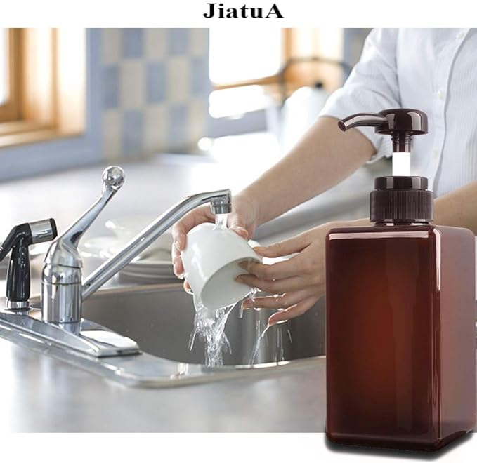 Pump Bottle, Refillable Plastic Empty Lotion Soap Dispenser Liquid Container