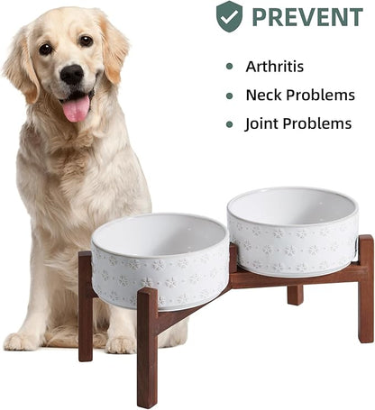 7.3inch Ceramic Raised Double Bowls Set