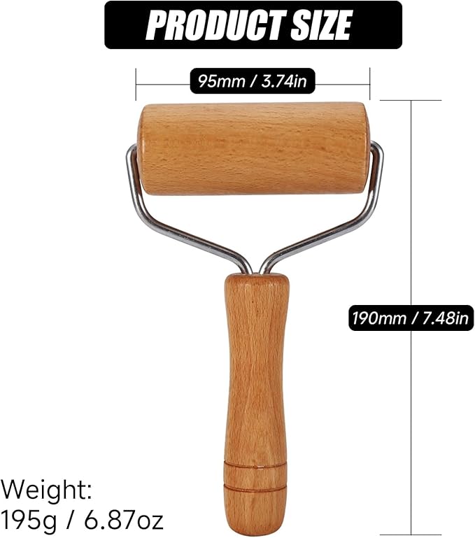Small Rolling Pin, Wooden Dough Roller, Non-Stick Pizza Roller, T Type Rolling