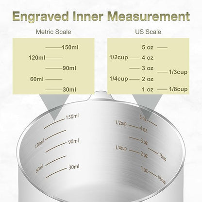 2PCS 3/4Cup Single Measuring Cup, Etched Inner Scale Stainless Steel Measure