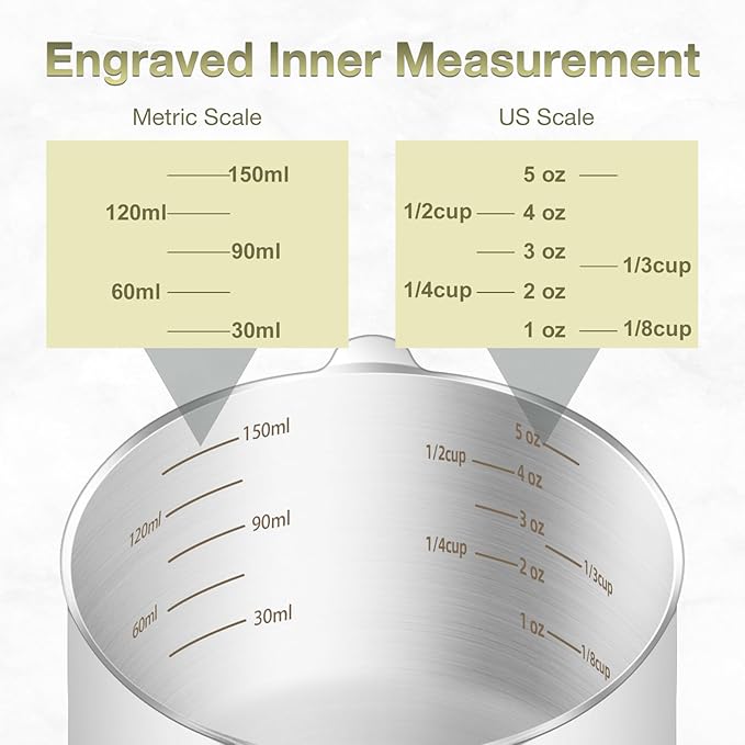 1PCS 3/4Cup Single Measuring Cup, Etched Inner Scale Stainless Steel Measure