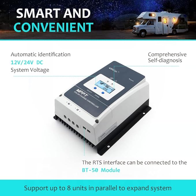 EPEVER 60A MPPT Solar Charge Controller 12V/24V/36V/48V DC Automatically