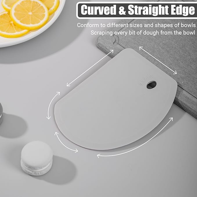 Sapid Flexible Curved Edge Silicone Bowl Scraper, Food Grade Dough Scraper
