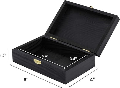 Creative Hobbies Black Wooden Keepsake Box with Gold Clasp - 6″ × 4″ × 2″ Painted Storage Case for Jewelry, Photos, Crafts & Gifts