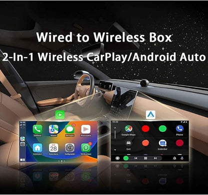 Wireless Carplay Adapter for Acura RDX 2019-2024, 2-in-1 Plug and Play Android Auto Carplay Adapter Car Play Dongle Convert Wired to Wireless CarPlay,D/Gold