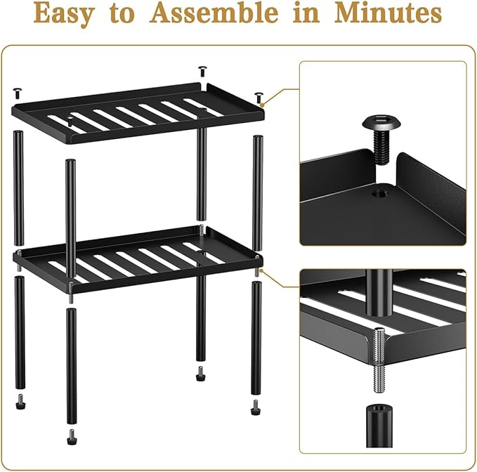 Cabinet Organizer Shelf, 2 Tier Kitchen Cabinet Organizer